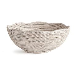 Open Box: Rattan Scalloped Edge Bowl - Whitewash