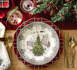 Vintage Christmas Stoneware Dinner Plates - Set of 4