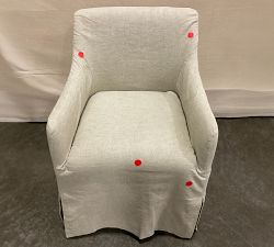 Open Box: Maxine Slope Slipcovered Dining Armchair - Performance Rustic Linen Parchment, Seadrift