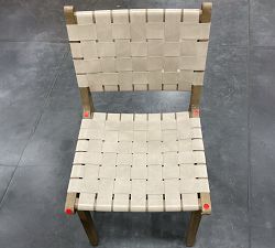 Open Box: Fenton Woven Leather Dining Side Chair - Statesville Pebble, Gray Wash Finish