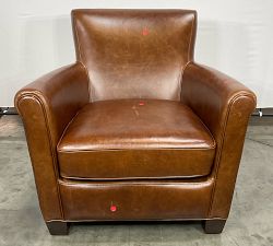 Open Box: Irving Roll Arm Leather Armchair without Nailheads (33") - Statesville Molasses, Coffee