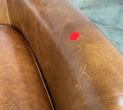Open Box: Irving Roll Arm Leather Armchair without Nailheads (33") - Statesville Molasses, Coffee