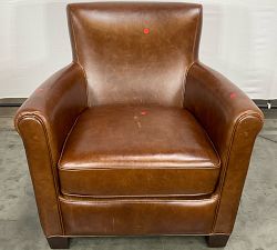 Open Box: Irving Roll Arm Leather Armchair without Nailheads (33") - Statesville Molasses, Coffee