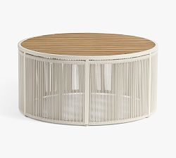 Open Box: Lakewood Rope Round Outdoor Coffee Table (34") - Ivory