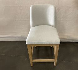 Open Box: Layton Upholstered Counter Stool (25") - Performance Heathered Basketweave Alabaster White, Seadrift