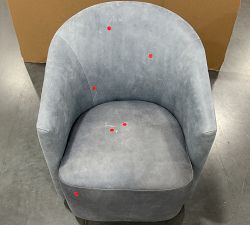 Open Box: Preston Leather Swivel Armchair - Keystone Azure