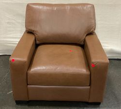 Open Box: Turner Square Arm Leather Chair without Nailheads (37") - Vintage Caramel,  Dark Walnut Feet