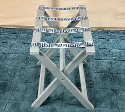 Open Box: Eco Luggage Rack - Light Gray, Navy Greek Key Straps