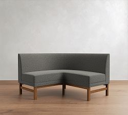 Open Box: Nielson Corner Banquette - Heathered Chenille Charcoal, Walnut Legs
