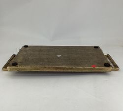 Open Box: Antiqued Metal Decorative Tray, Small Rectangle (22"W x 11"D) - Gold