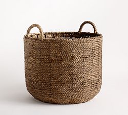 Open Box: Frances Braided Basket, Large Tote (20"Diam) - Dark Brown