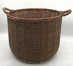 Open Box: Frances Braided Basket, Large Tote (20"Diam) - Dark Brown