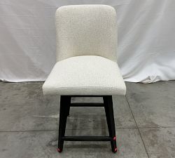 Open Box: Layton Swivel Counter Stool (25.5") - Performance Boucle Oatmeal, Blackened Oak