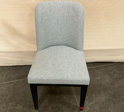 Open Box: Layton Dining Side Chair - Performance Heathered Basketweave Chambray, Blackened Oak