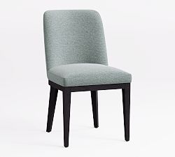 Open Box: Layton Dining Side Chair - Performance Heathered Basketweave Chambray, Blackened Oak