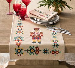 Nutcracker Embroidered Cotton Table Runner