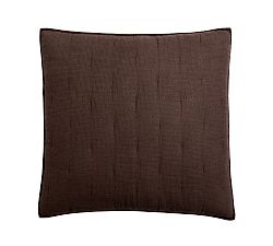 Open Box: European Flax Linen Waffle Quilted Sham, Euro, Set of 2 - Dark Chocolate