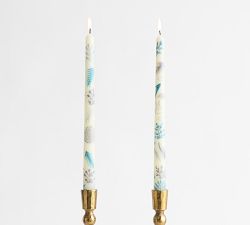 Hand Painted Taper Candles - Set of 2