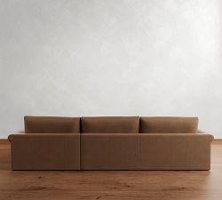 Westwood Roll Arm Deep Seat Leather Chaise Sectional (130"&ndash;148")
