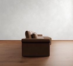 Westwood Roll Arm Deep Seat Leather Chaise Sectional (130"&ndash;148")