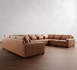 Big Sur Square Arm Deep Seat Leather U-Shaped Sectional (159"&ndash;191")