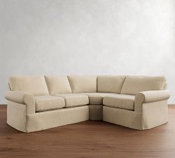 Buchanan Roll Arm Slipcovered 3-Piece Curved Wedge Sectional (100")
