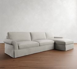 PB Comfort Roll Arm Slipcovered Chaise Sectional (106"&ndash;132")