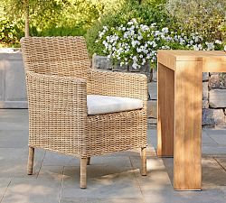 Huntington Wicker Roll-Arm Outdoor Dining Chair