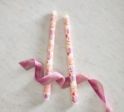 Hand Painted Taper Candles - Set of 2