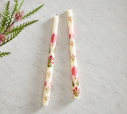 Hand Painted Taper Candles - Set of 2