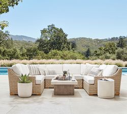 Pomona Concrete &amp; Acacia Rectangular Outdoor Coffee Table (50")