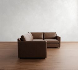Pacifica Slim Arm Leather 3-Piece Sectional (106")
