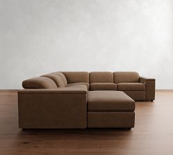 Ultra Lounge Square Arm Leather Reclining 7-Piece Sectional (147")