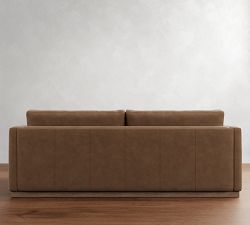 Carmel Slim Arm Leather Wood Base Sofa (56"&ndash;116")