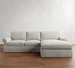 PB Comfort Roll Arm Slipcovered Chaise Sectional (106"&ndash;132")