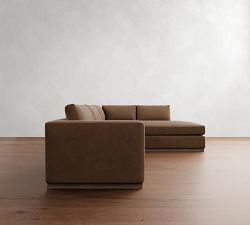 Carmel Wide Arm Leather Wood Base Return Bumper Sectional (113"&ndash;125")