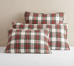 Pick-Stitch Stewart Plaid Cotton Linen Quilted Sham