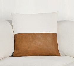 Aleta Leather &amp; Linen Pillow Cover