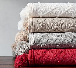 Cozy Fur Reversible Pom Pom Throw