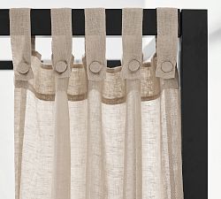 Open Box: Belgian Flax Linen Sheer Canopy Curtain, 35"W x 84"L, Set of 2 - Flax