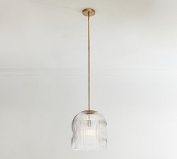 Open Box: Cooper Ribbed Glass Pendant (14") - Vintage Brass