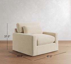 PB Comfort Modern Deep Square Arm Slipcovered Chair and a Half