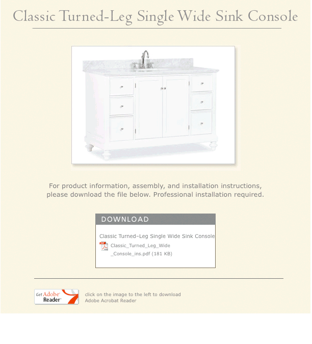 Classic Turned???Leg Single Wide Sink Console