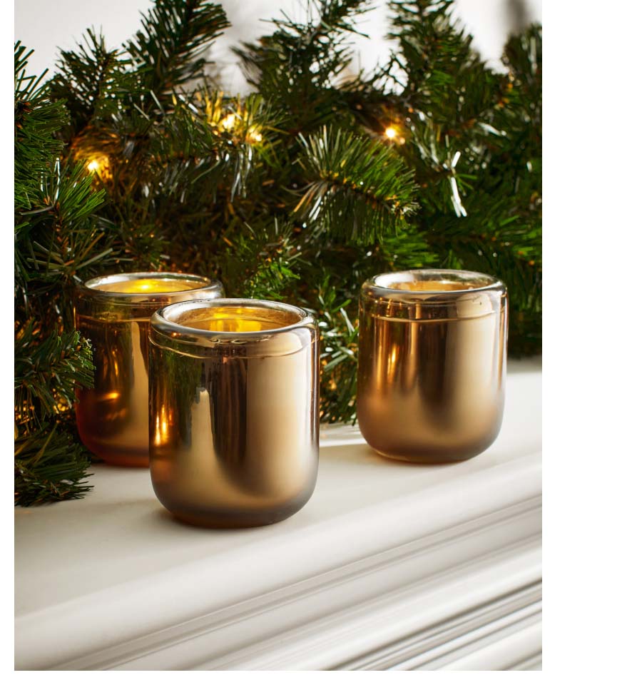 Brie Rolled Edge Mercury Glass Candleholders