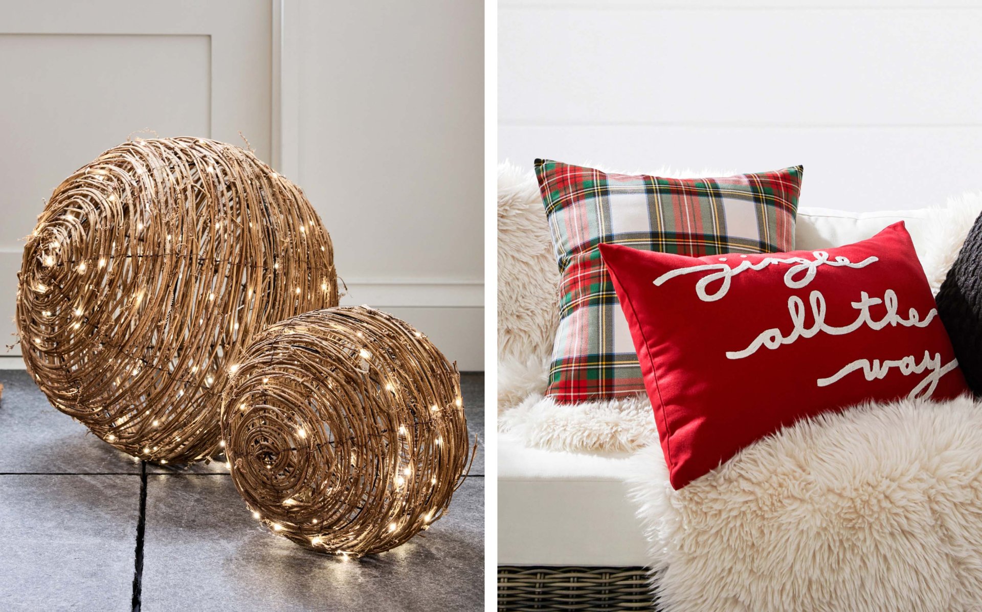 Rattan Orbs with Twinkle Lights