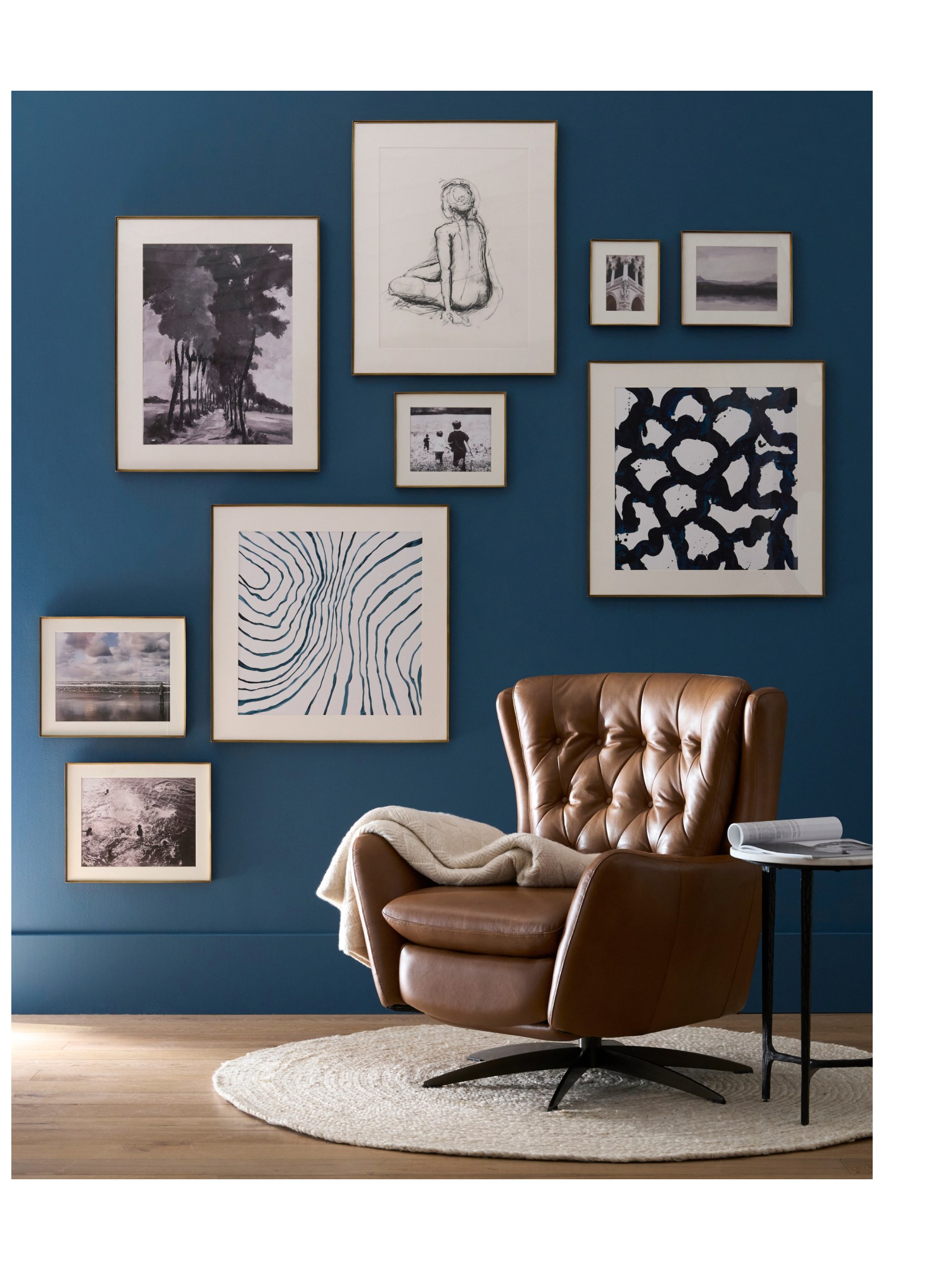 Wells Tufted Leather Swivel Armchair