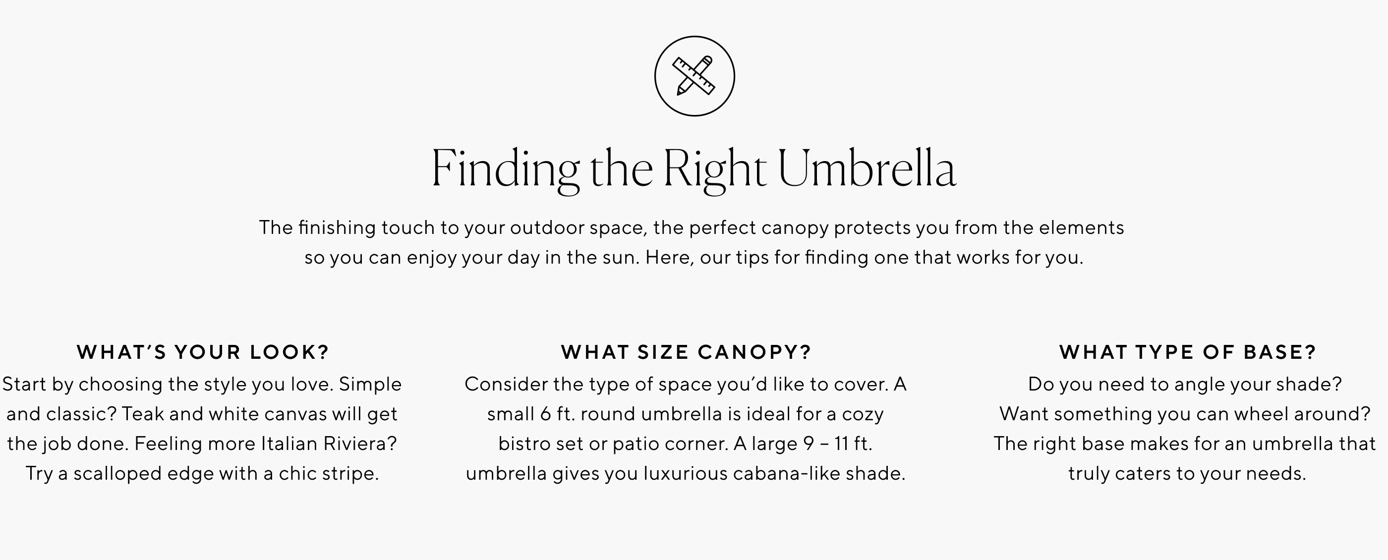 FINDING THE RIGHT UMBRELLA