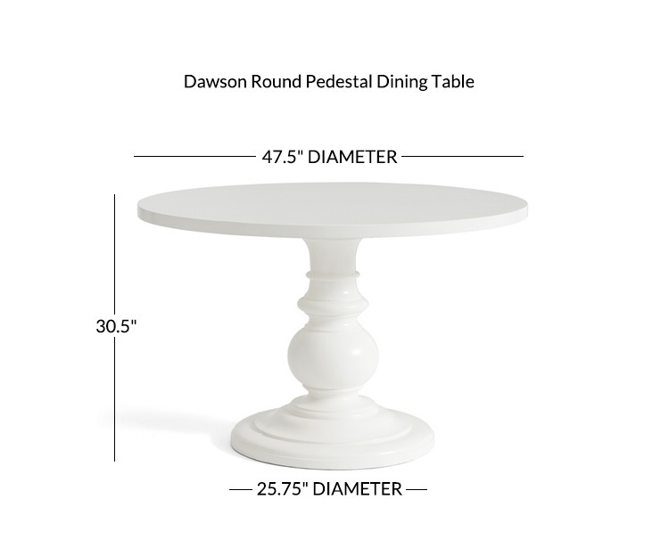 Dawson Round Pedestal Dining Table, Round White Pedestal Table