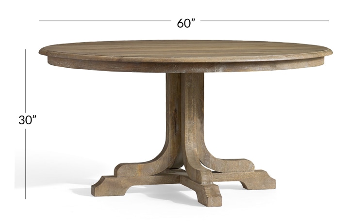 Linden Round Pedestal Dining Table, Round Wood Pedestal Dining Table