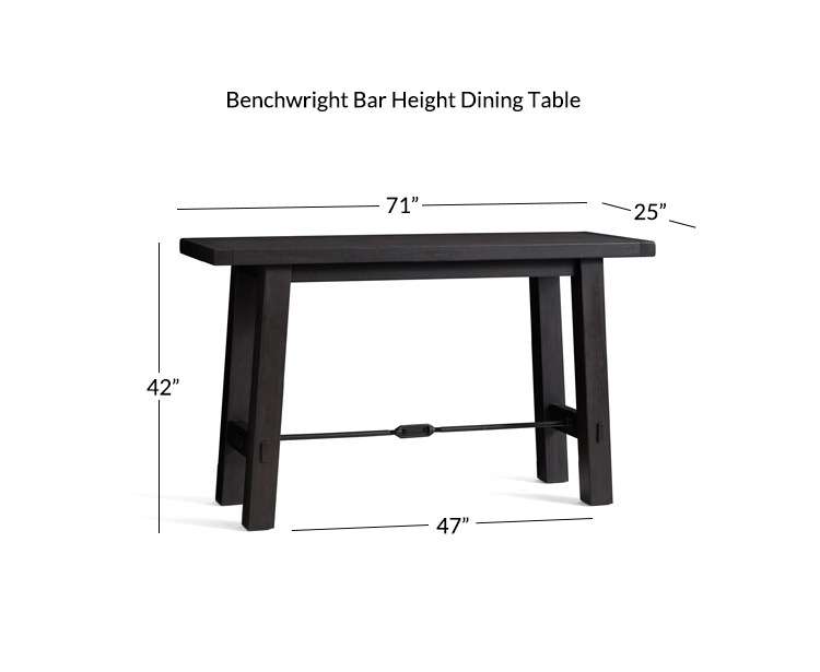 Benchwright Counter Height Table Pottery Barn Benchwright Counter Height Table, Bar Height Dining Table Dimensions